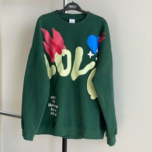ZARA Printed Sweatshirt Dark Green (L)